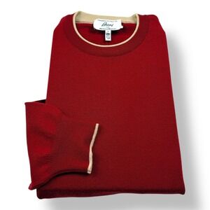 Brioni for Neiman Marcus Mens Red 100% Extrafine Wool Crewneck Sweater Medium